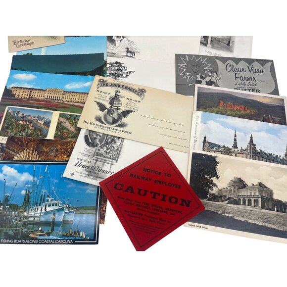 Vintage Ephemera Lot Travel Ads Postcards Illinois Vacationland RR Caution - Picture 4 of 4